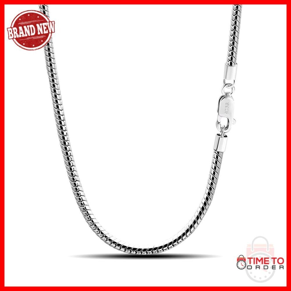 Sterling Silver Snake Chain Necklace 3mm Unisex Fine Jewelry 17 Inches